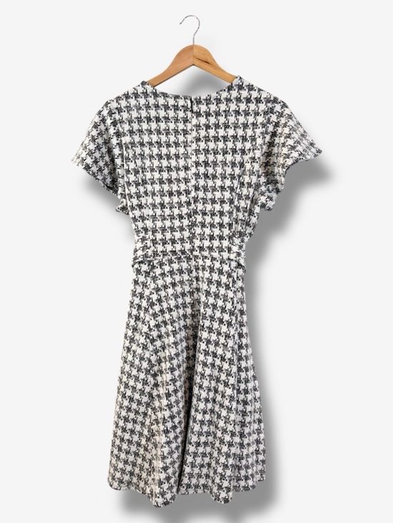 Lane Bryant Lena Midi Fit & Flare Dress Size 18/20P Black White Houndstooth - Picture 8 of 12